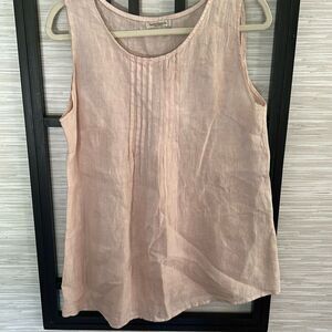 Laura Bianchi made in Italy soft pink rose color 100% sleeveless blouse with ple